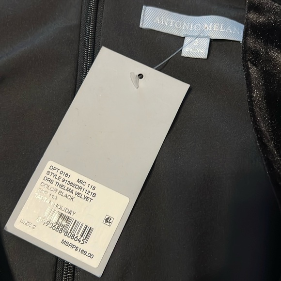 Antonio Melani Thelma Mini Dress, Velvet in Black. Size 2, NWT - Picture 16 of 17